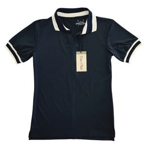 Draw and Fade Womens Golf Polo Size S Navy Blue Athletic Sporty Preppy Retro NWT